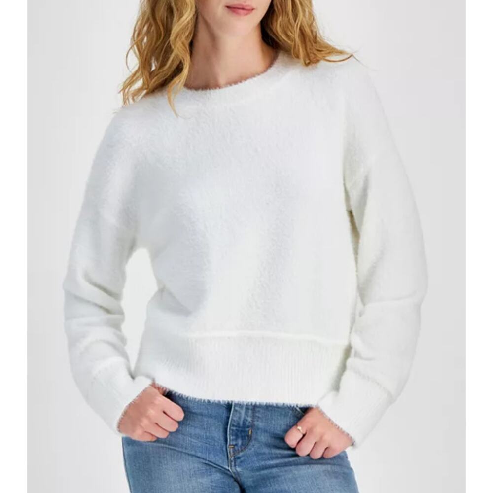Hippie Rose Juniors' Cozy Drop-Shoulder Eyelash Sweater XS